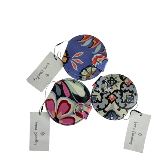 Vera Bradley Accessories - 3 NWT Vera Bradley Compact Pocket Mirror Cosmetic Double Sided Snap Closure